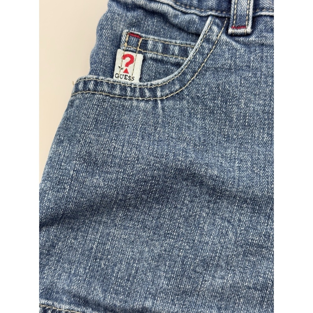 Vtg Y2K GUESS Girls 4T Blue Denim Shorts 100% Cotton Embroidered Branded Pocket - Picture 6 of 12